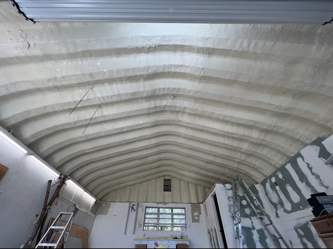 Spray polyurethane foam applied to the underside of a metal roof deck in Wytheville